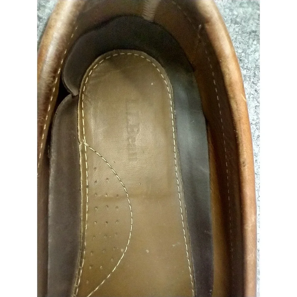 LL Bean Mens 8.5 Brown Leather Moccasin Loafers Moc Toe Slip On Shoes
